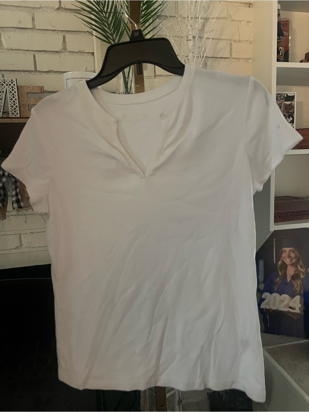 Cato White Short Sleeve Notch Neck Tee